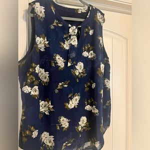 Floral Talbots tank with tie detail at neck